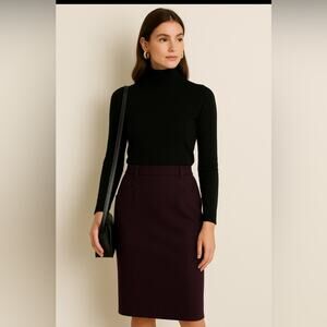 Austin Reed Pencil Skirt | 100% Virgin Wool | Plum | Sz 8 | Office| Classic